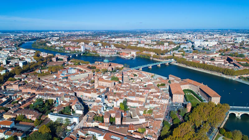 Photographie aérienne du centre-ville de Toulouse, un bel endroit pour un Ehpad