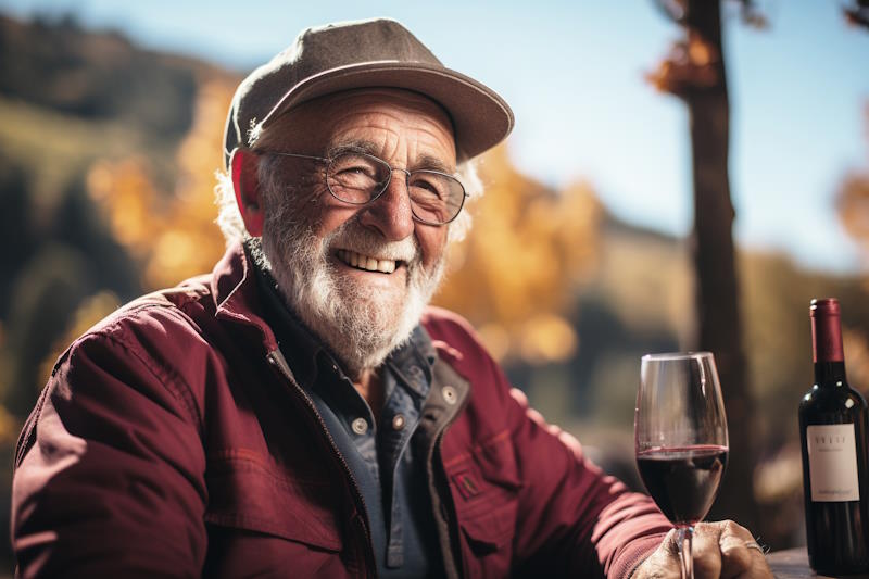 Personne âgée buvant de l'alccol en Ehpad