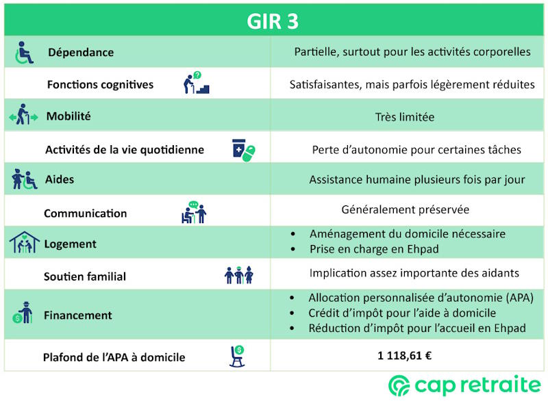 Tableau récapitulatif des caractéristiques du GIR 3
