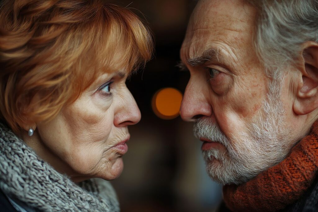 Exemple de conflit familial face à face entre frère et soeur pour le bien être de leur mère