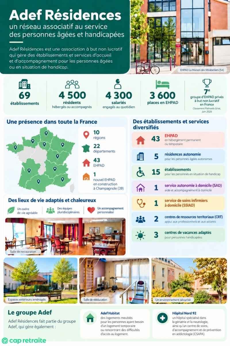 Infographie sur le groupe d'EHPAD Adef Résidences